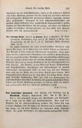 121-122 [Rezension] Mausbach, Joseph, Aus katholischer Ideenwelt