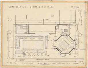 Vaterunser-Kirche Detmolderstraße/Blissestraße, Berlin-Wilmersdorf: Lageplan Erdgeschoss 1:200