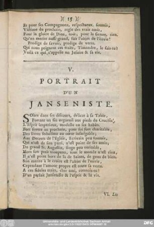 V. Portrait D'Un Janseniste.