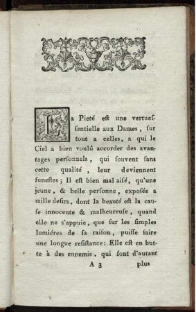 La Pieté est une vertuessentielle aux Dames ...