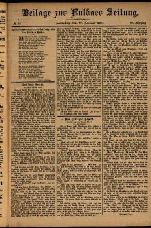 Zweite Ausgabe vom Samstag, den 18. Januar 1896.