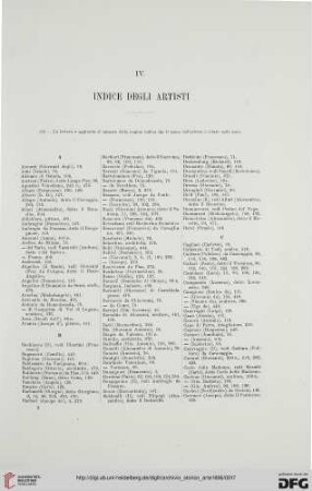 IV. Indice degli artisti