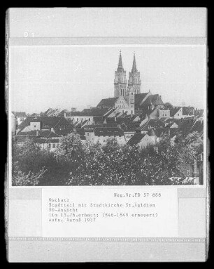 Oschatz, Stadtansicht von Südosten mit der Stadtkirche St. Ägidien
