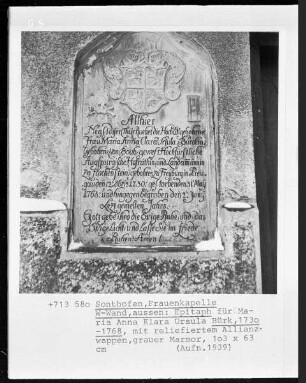 Epitaph für Maria Anna Klara Ursula Bürk