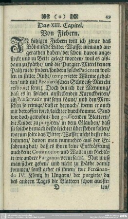 Das XIII. Capitel. Von Fiebern