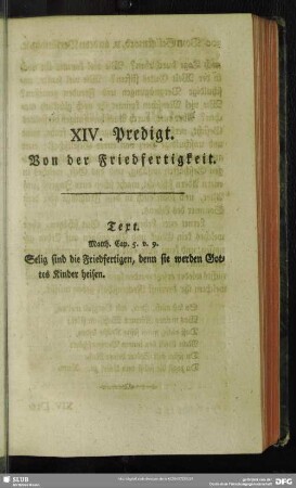 XIV. Predigt. Von der Friedfertigkeit