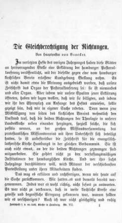 Die Gleichberechtigung der Richtungen.