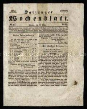 Lokalzeitung für Salzungen. 11. Jahrgang 1852