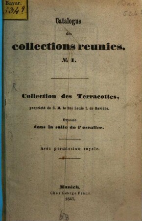 Catalogue des collections réunies, 1