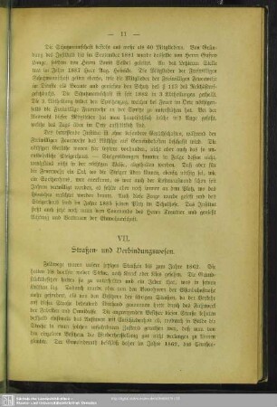 VII. Straßen- und Verbindungswesen