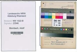 Entnazifizierung Adolf Blombach , geb. 29.07.1896 (Arbeiter)
