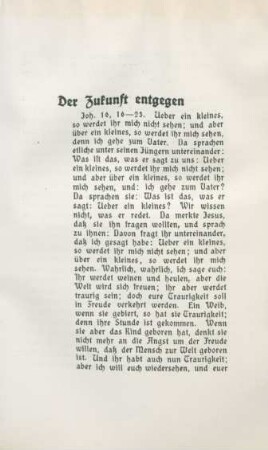 Der Zukunft entgegen