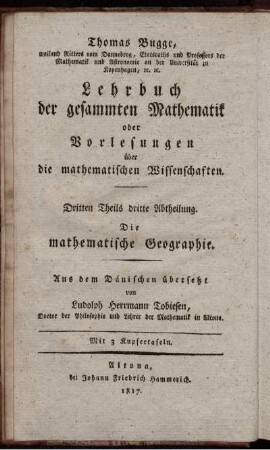 Theil 3, Abtheilung 3: Lehrbuch der gesammten Mathematik oder Vorlesungen über die mathematischen Wissenschaften. Dritten Theil dritte Abtheilung