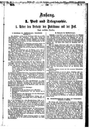 I. Post und Telegraphie