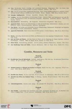 Gemälde, Miniaturen und Stiche (Nr. 758-873)