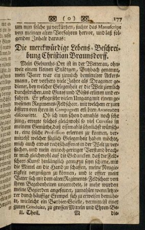 177-192, Die merckwürdige Lebens-Beschreibung Christian Braunsdorff.