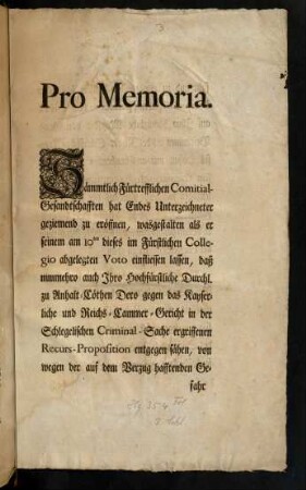 Pro Memoria