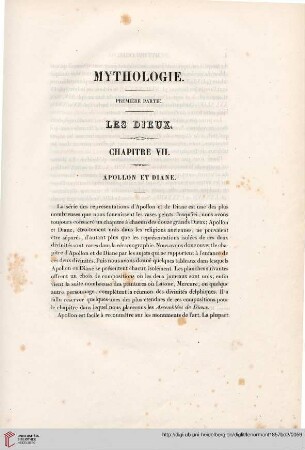 Mythologie. Première partie: Les dieux. Chapitre VII: Apollon et Diane