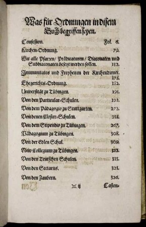 Was für Ordnungen in disem Buch begriffen seyn.