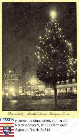 Darmstadt, Marktplatz mit Weihnachtsbaum