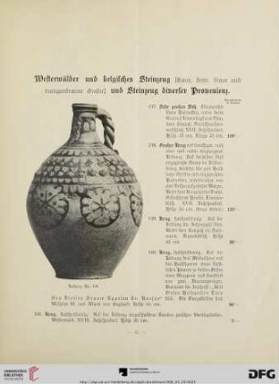 Westerwälder und belgisches Steinzeug und Steinzeug diverser Provenienz (Nr. 137-203)