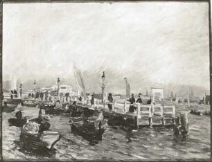 Landungsbrücke in Uhlenhorst : Landungsbrücke in Uhlenhorst. Leinwand; 59 x 77 cm (1905; 53,8 x 73,7 cm (1914; M. Slevogt). Ausstellung "Max Slevogt", Berlin 1966