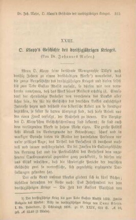 315-328 O. Klopp's Geschichte des dreißigjährigen Krieges