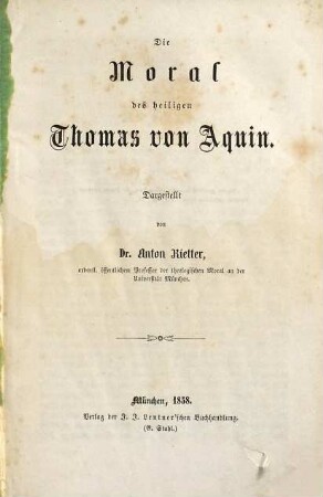 Die Moral des heiligen Thomas von Aquin