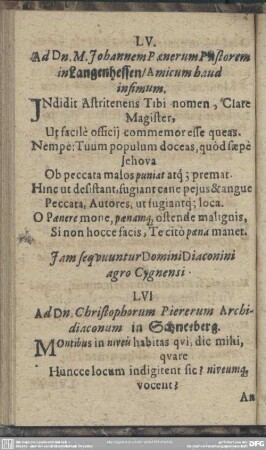 LV. Ad Dn. M. Johannem Paenerum