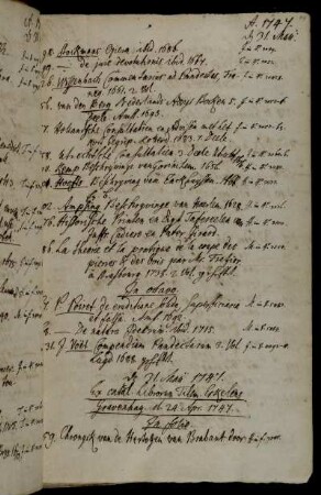 Ex catal. Librorum Tilem. Erkelens Gravenhag. d. 24. Apr. 1747. [Nebst beigefügten Titeln.]