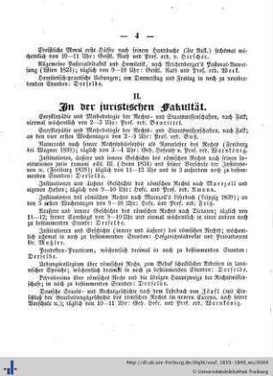 II. In der juristischen Fakultät.