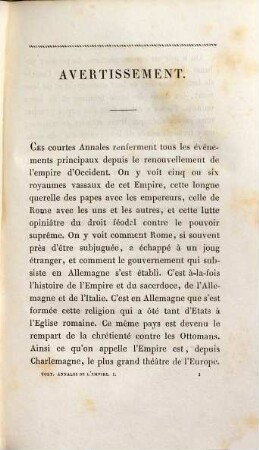 Annales De L' Empire, Sous Charlemagne, Tome premier