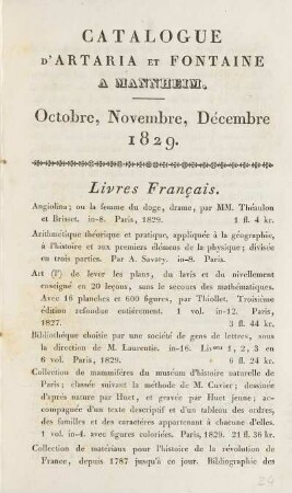 Octobre, Novembre, Décembre 1829