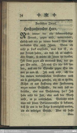 Zwölfter Brief. Hochzuehrender Herr, ...