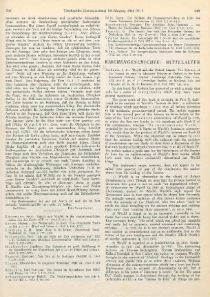 546-550 [Rezension] Robson, John A., Wyclif and the Oxford schools