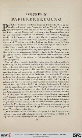 Gruppe IV Papiererzeugung