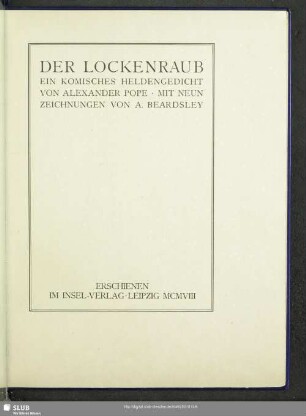Der Lockenraub : ein komisches Heldengedicht