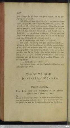 Vierter Abschnitt. Practische Chemie