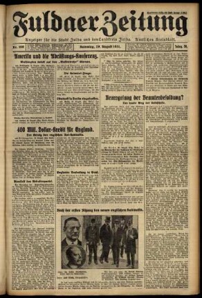 Ausgabe vom Samstag, den 29. August 1931.