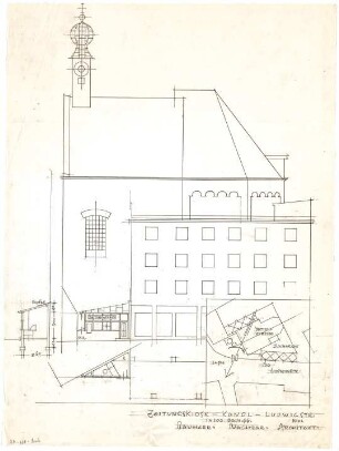 Döllgast, Hans; Passau (Bayern); Votivkirche, Umbau - Lageplan; Ansicht; Grundriss