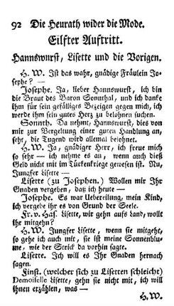 Eilfter Auftritt. Hannswurst, Lisette und die Vorigen