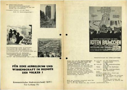 Flugschrift: Rote Bauwochen               1974