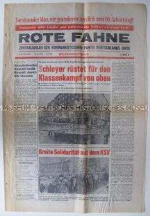 Linksradikale Wochenzeitung "ROTE FAHNE" u.a. zum 80. Geburtstag von Mao Tse Tung