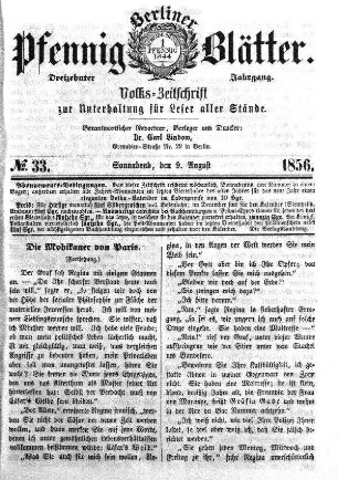 No. 33, Sonnabend, den 9. August