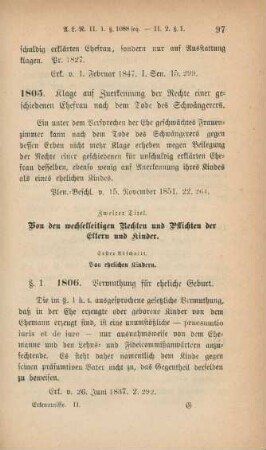 Zweiter Titel. Von den wechselseitigen Rechten und Pflichten der Eltern und Kinder