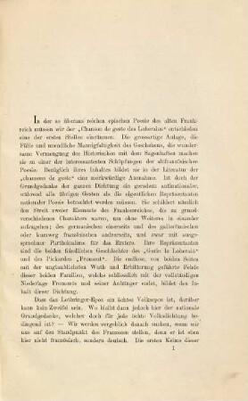 Die Chanson de geste des Loherains : u. ihre Bedeutung für d. Culturgeschichte