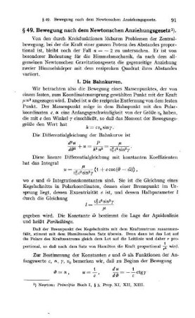 § 49. Bewegung nach dem Newtonschen Anziehungsgesetz.