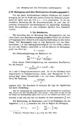 § 49. Bewegung nach dem Newtonschen Anziehungsgesetz.