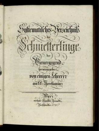 Systematisches Verzeichniß der Schmetterlinge der Wienergegend