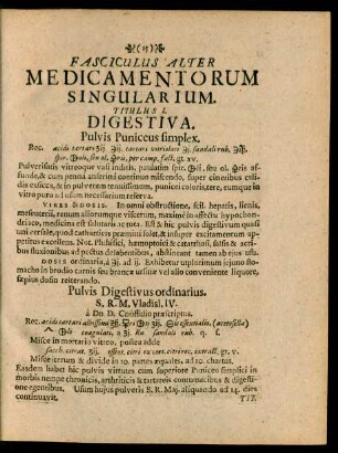 Fasciculus Alter Medicamentorum Singularium.